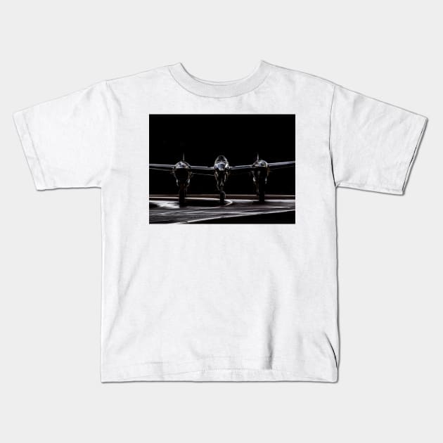 Silver P-38 Lightning head-on Kids T-Shirt by captureasecond